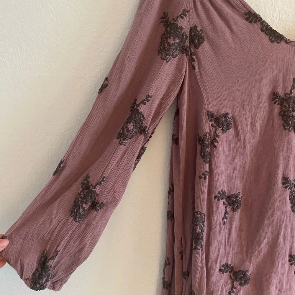 Free People Mauve Floral Mini Dress - Picture 2 of 6